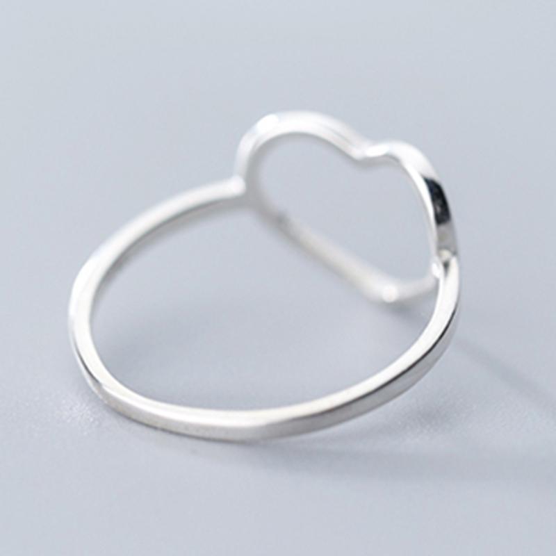 New Classic Genuine 925 Silver Hollow Heart Ring Love Wedding Bands Ring for Women Girl Fashion Jewelry Gift Party Ring