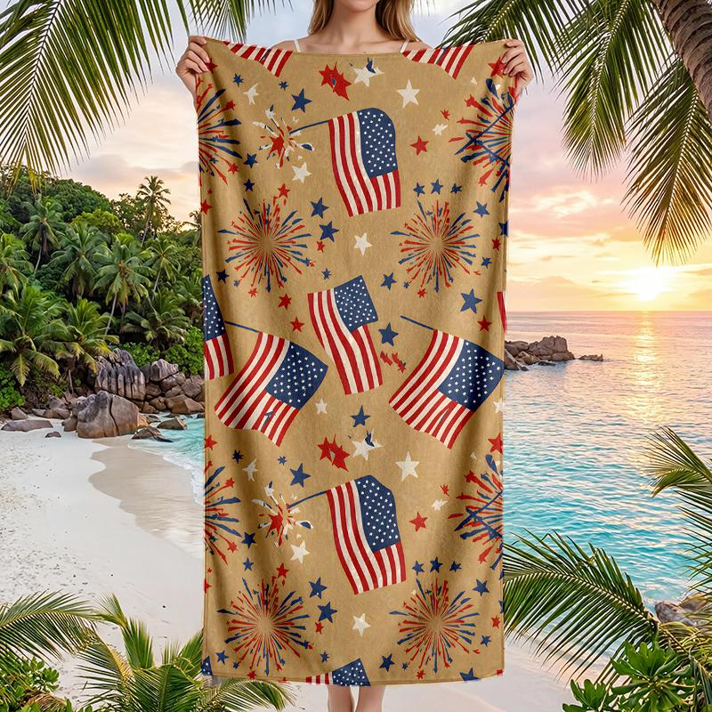 American Flag Fashion Beach Towel: Ideal for Summer Adventures Soft, absorbent and quick drying suitable for swimming and bathing