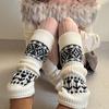Sweet Christmas Leg Warmers Knitted Leg Sleeves Harajuku Long Leg Socks Winter Warm Boot Cuffs Toppers for Womens Girls