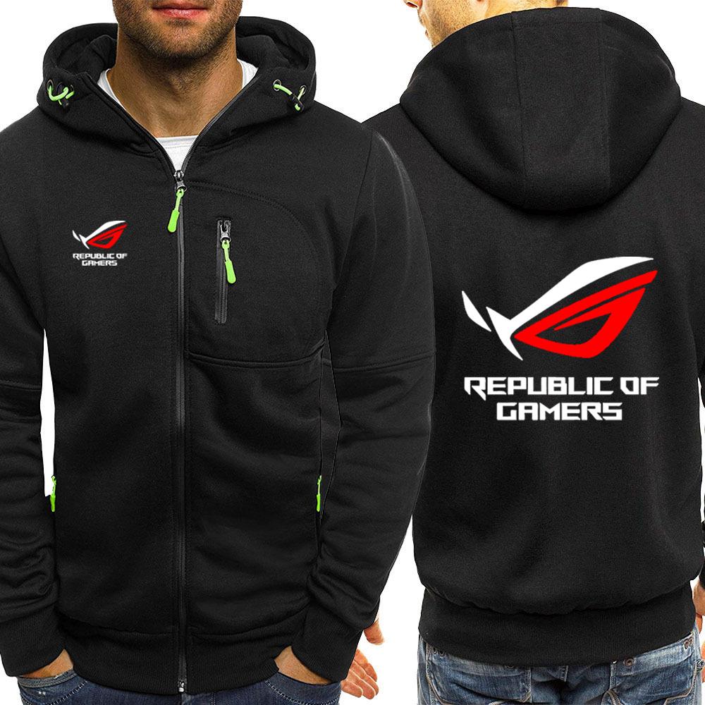 2026 Unisex High Street Fashion Coat Spring And Autumn Loose And Comfortable Hoodies Men's ROG Republic Of Gamers Logo Print Jacket