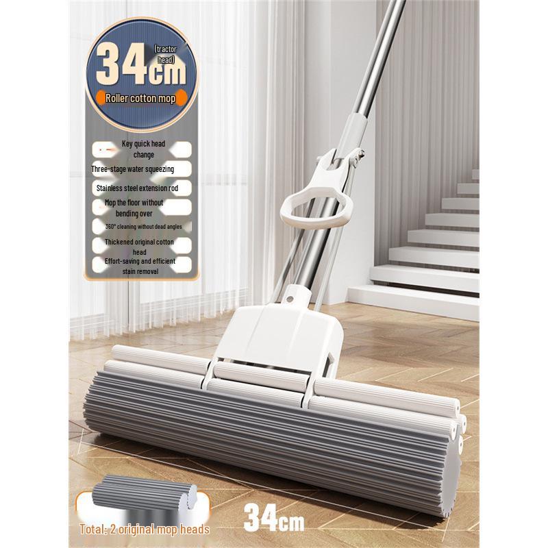 Totole Foldable Absorbent PVA Sponge Mop - Hands-Free, Large Squeeze Design for Easy Cleaning