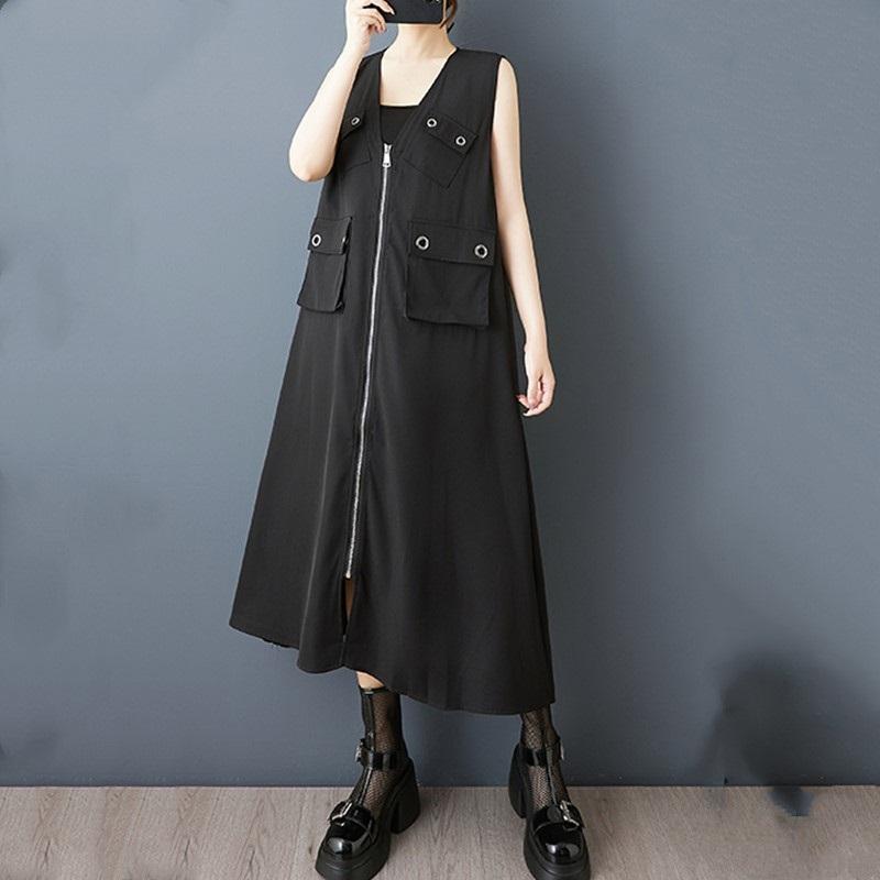 Sleeveless Plus Size Black Vintage New In Dresses for Women Casual Loose Long Summer Dress