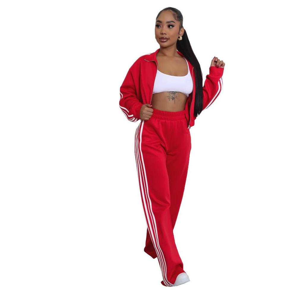 Women's Set Long Sleeve Striped Sweatshirt+Straight Pants  Fall Street Two 2 Piece Sets Outfits Sportwear