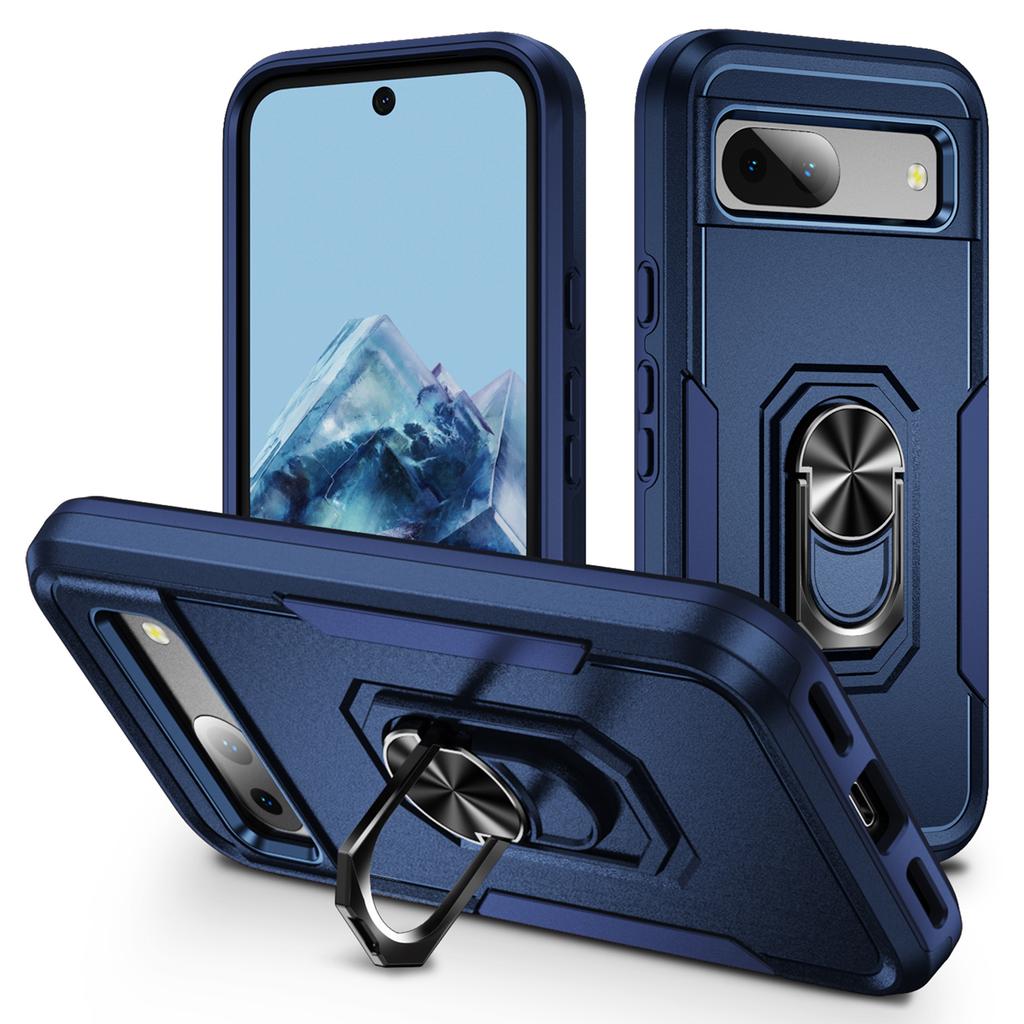 For Google Pixel 8a Case Military Grade Ring Kickstand PC + TPU Phone Cover