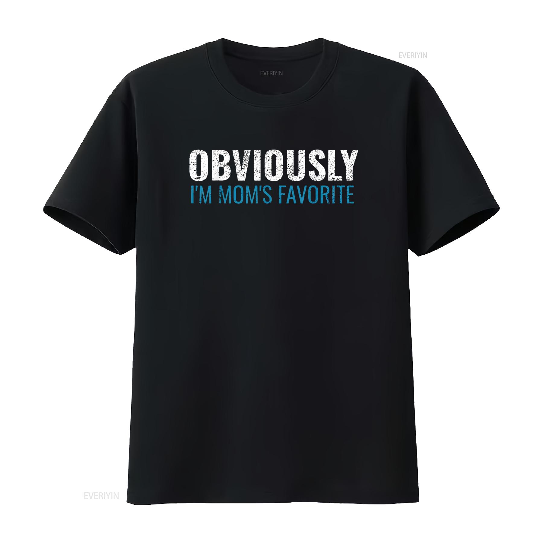 

Obviously i m mom s favorite T Shirt Sarcastic Vintage Funny vintage Washed Soft designer clothes Stylish Top For Everyday Wear 4XL
