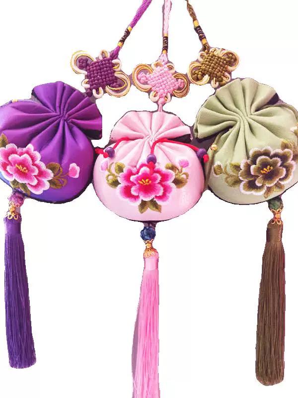 Qingyang Sachet Double Sided Embroidery Chinese Knot Lucky Pendant Car Pendant Sachet Gift Small Qing Dynasty Perfume Bag