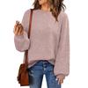 Women's Fashion Round Neck Pullover Sweater Casual Versatile Solid Color Knit Top