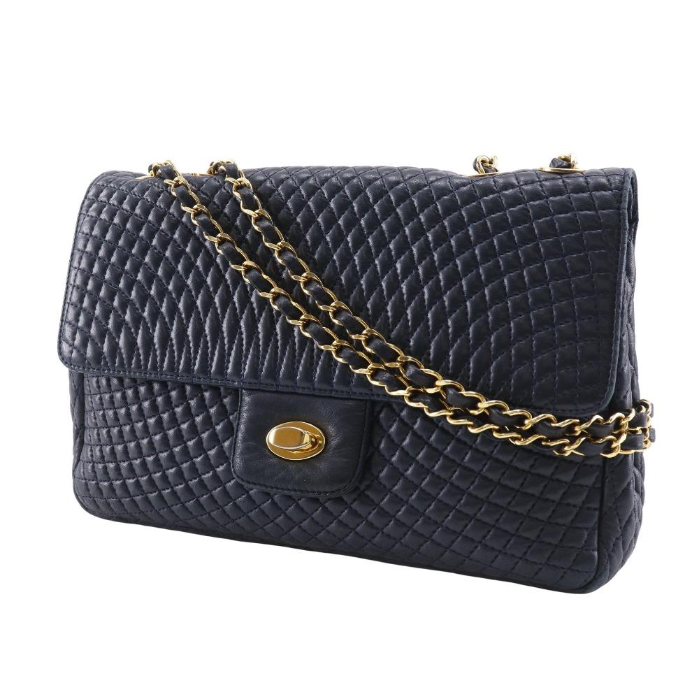 Bally ChainShoulder Shoulder Bag Quilting Black Leather Women Used