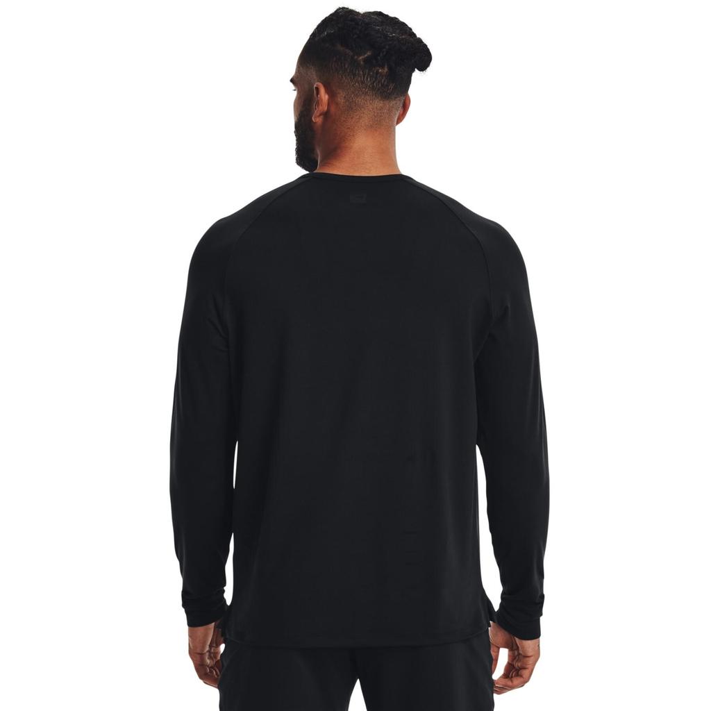 Under Armour Solid Crew Neck Pullover Sports Long Sleeve T-Shirt Men Tops Black 1378989-001