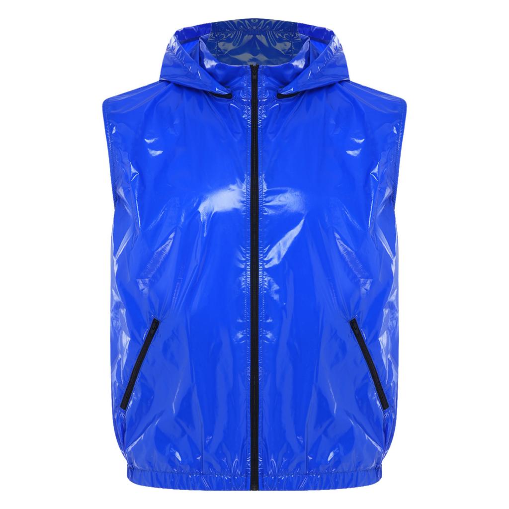 Men Waterproof Sports Tracksuit Front Zipper Sleeveless Vest with Detachable Hood and Jogging Pants for Workout Cycling Running Gym
