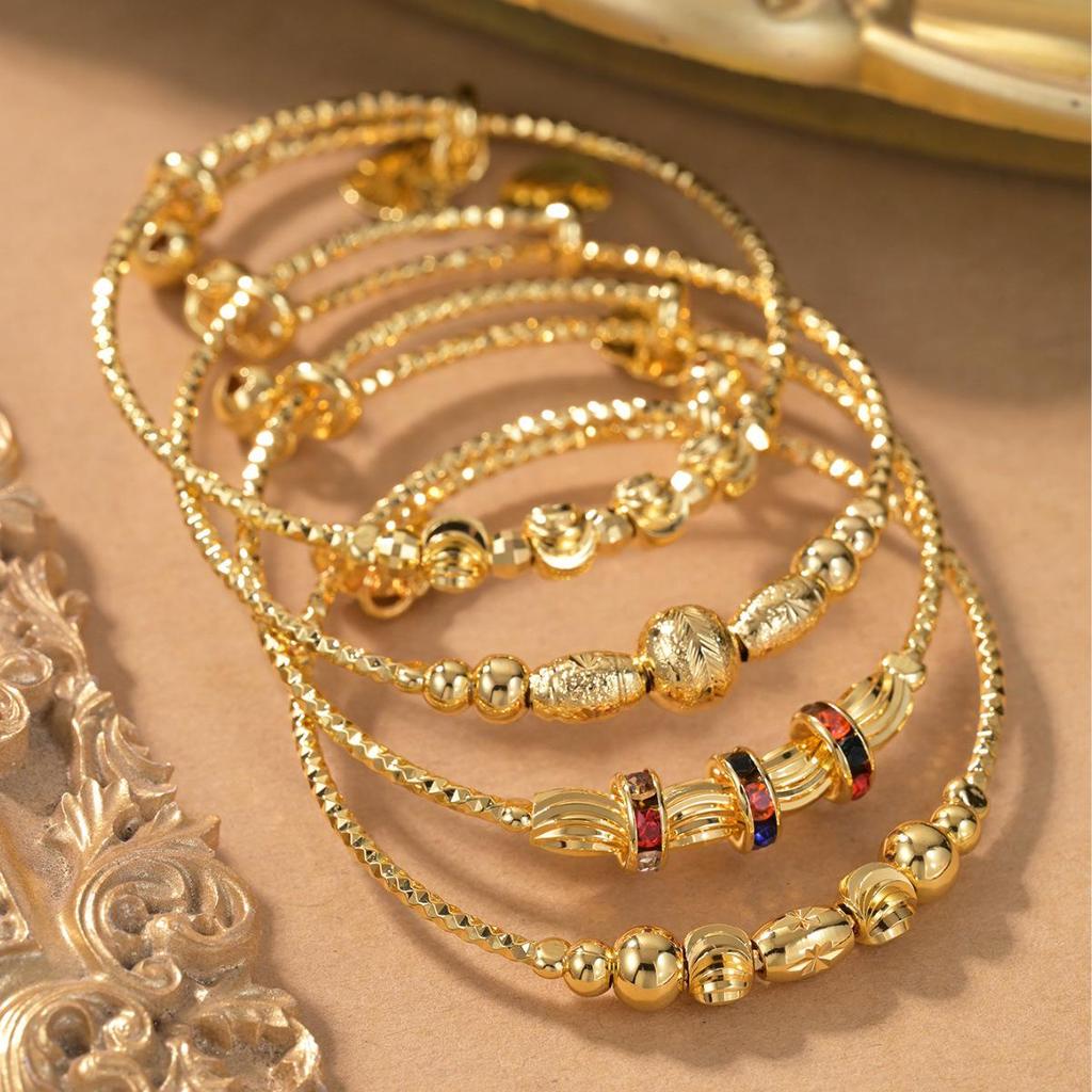 Cross-border Children's Fashion: Gold Pull-string Beaded Bracelet for Baby - Stylish Gift & Accessory