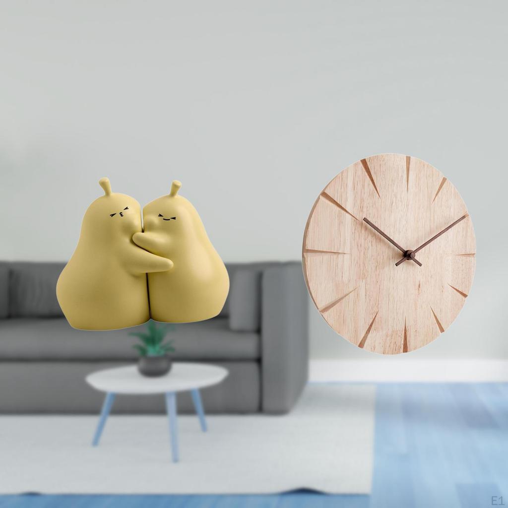 Hugging Pear Ceramic Book Stand And Solid Wood Wall Clock Creative Bookshelf Ornament Fine