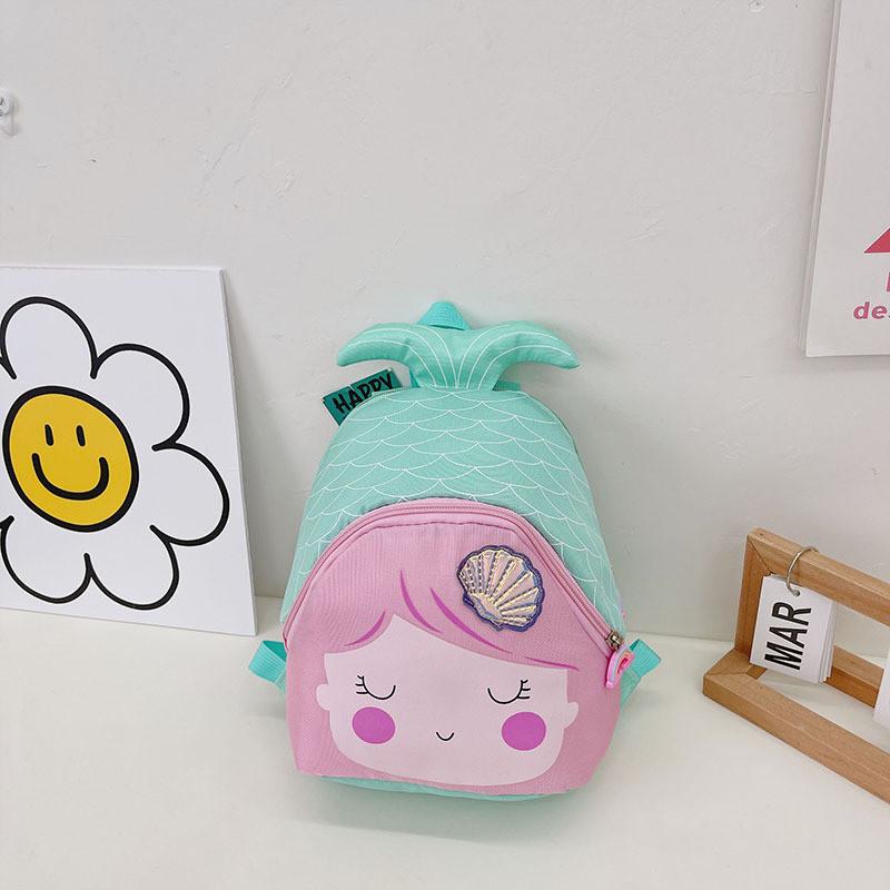 New Mermaid Kids Backpack Cute Stylish Preschool Bag Nylon Lightweight зелёный