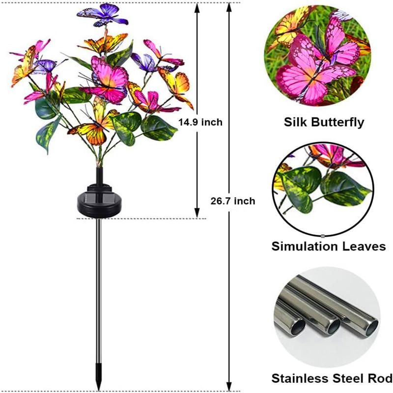 

Солнечный светодиодный светильник-бабочка для улицы, имитация бабочки, газонная лампа для сада, водонепроницаемый ландшафт для домашнего рождественского декора butterfly,1pc