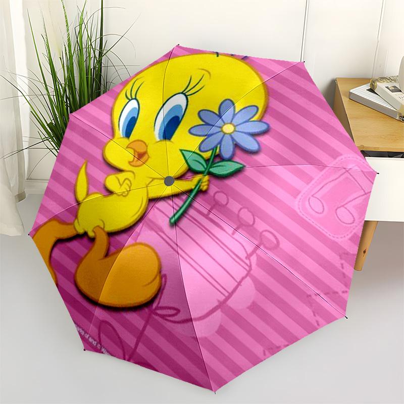 

1pc Tweety Bird Holding Flower Umbrella with Plastic Handle,Cartoon Pattern,Suitable for All Seasons Multi-functional Umbrella348