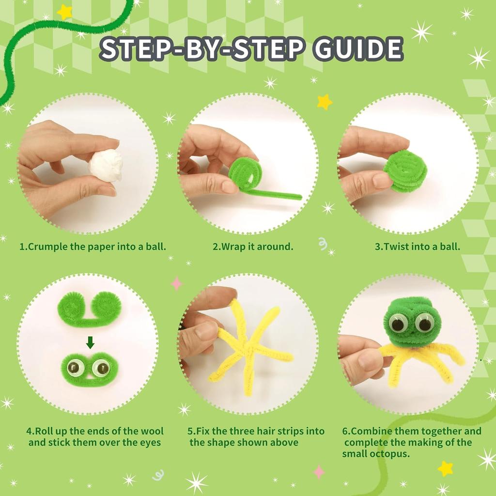 321 Pcs Pipe Cleaners Craft , 300pcs Colorful Pipe Cleaners , for DIY Flower Making Kit with 20pcs Flower Stems, 1pc Tape