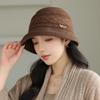 New knitted basin hat women autumn and winter thickened warm bucket hat retro versatile face little mother hat women