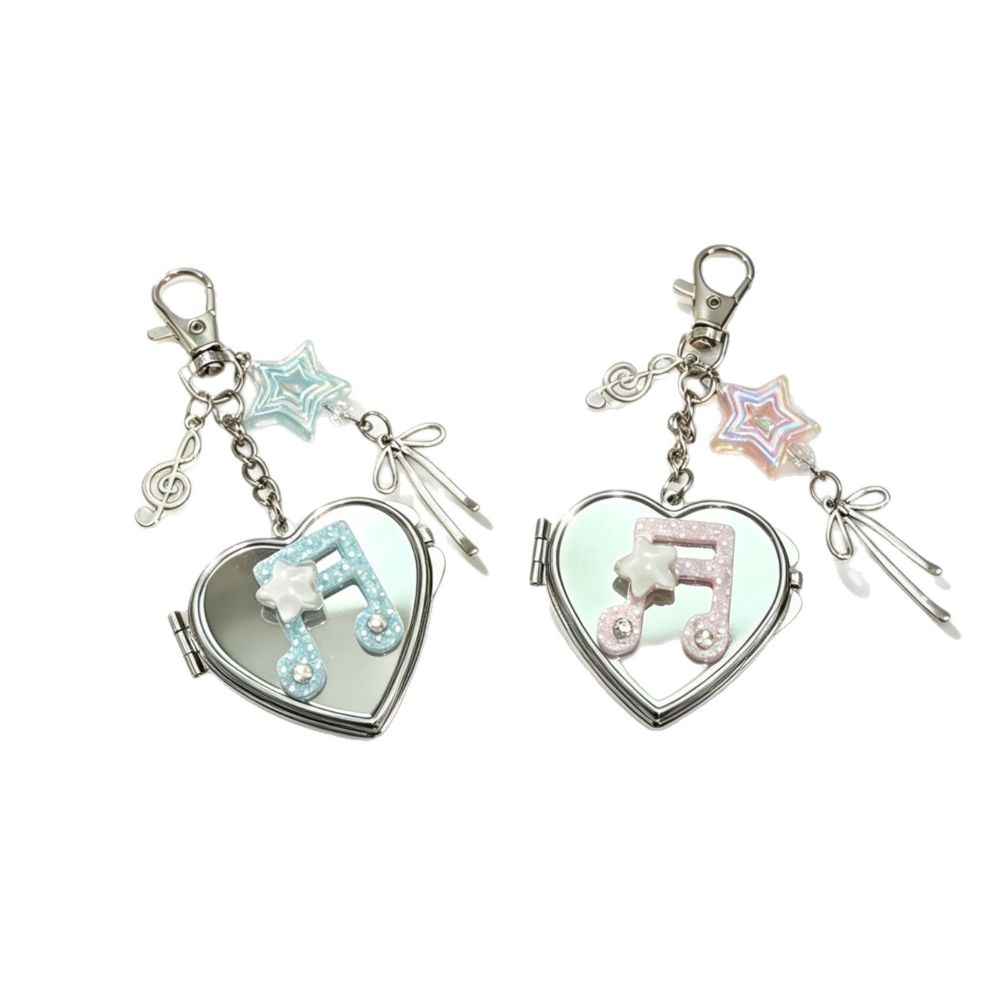 Heart-Shaped Bag Charm Pendant Lightweight Makeup Mirror Accessories Bag Decoration