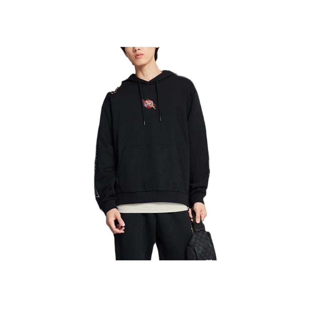 Li-Ning Trendy Sports Series Logo Patch Long-Sleeve Sweatshirt Unisex Tops Black AWDS921-3