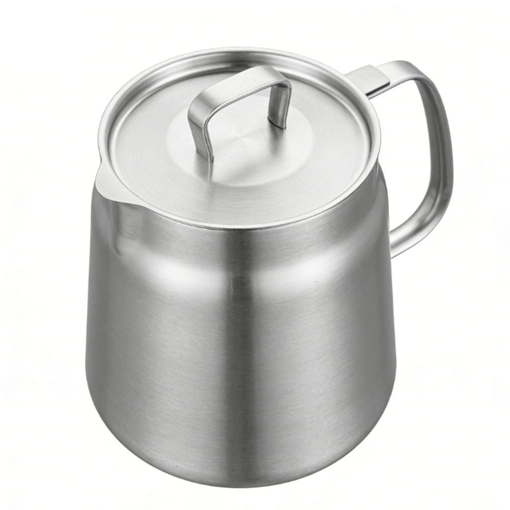 Grease Container 304 Stainless Steel 1.5L Cooking Oil Keeper Bacon Grease Storage Can with Fine Mesh Strainer and Lid