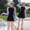Sporty One-Piece Swimsuit and Shorts Set for Junior Girls - Stylish and Conservative