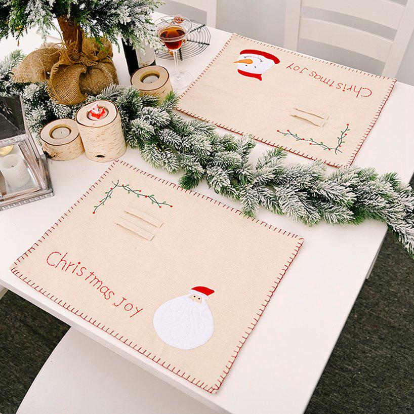 Cartoon Table Mat Tableware Pad For Xmas Rectangle Holiday Kitchen Christmas Decoration
