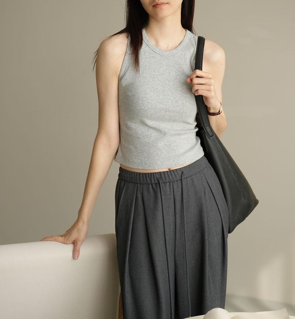 Spring and summer threaded belly button vest women's outer wear slim and thin Korean version suspender bottoming shirt sleeveless top