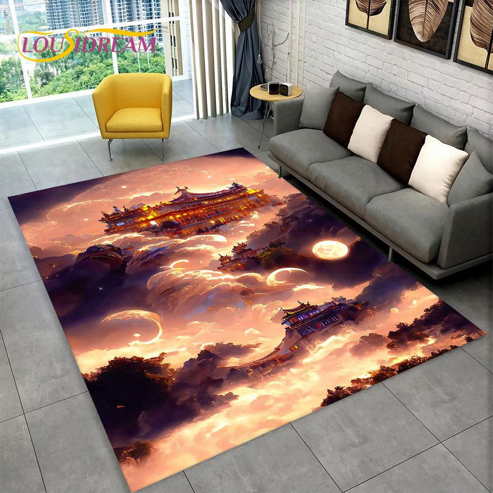 3D Beautiful Dream Magic Castle Scenic Area Rug,Carpet Rug for Living Room Bedroom Sofa Doormat Kitchen Decor Non-slip Floor Mat