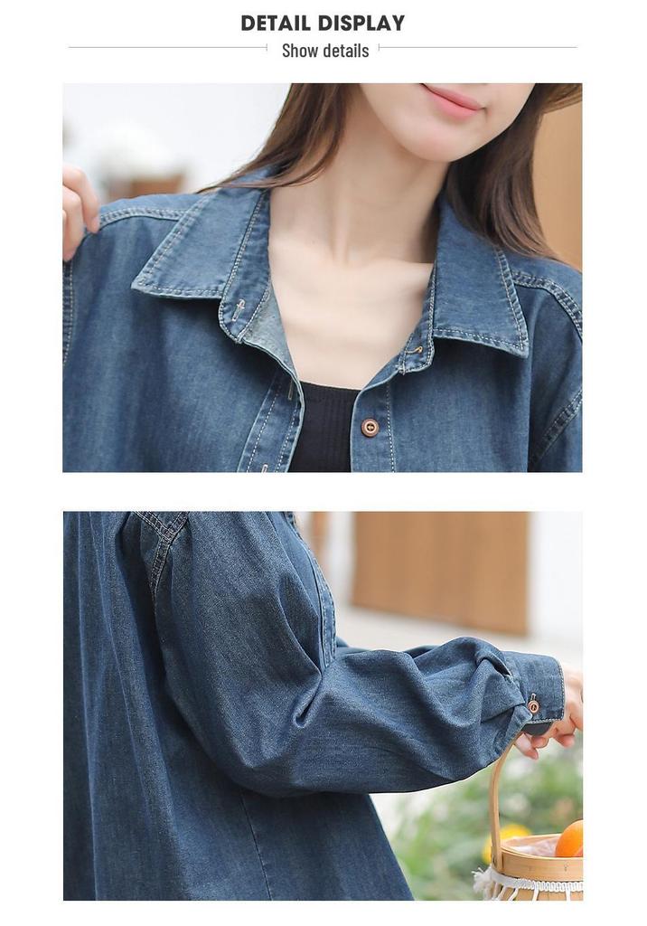 Women's Soft Embroidered Denim Shirt - Spring/Summer Casual Wear