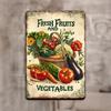 Vintage Metal Decorative Sign Fresh Fruits and Vegetables  Retro Tin Wall Art for SupermarketKitchenGardenRestaurant