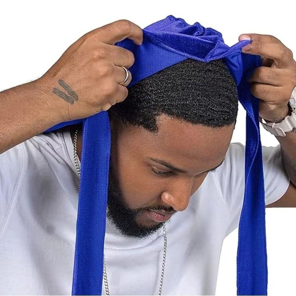 Velvet Durags Caps Long Tail Head Wrap New Pirate Hat  Unisex