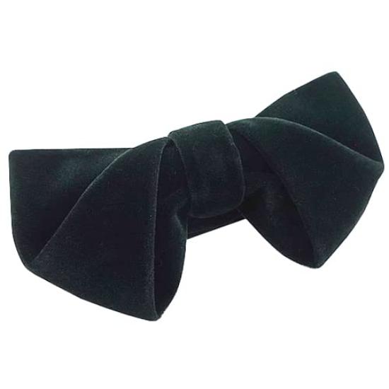 [Bowties.jp] Velour Asymmetrical Bow Tie, Easy to Wear, 9 Colors: Black, Navy, Blue, Green, Purple, Brown, Burgundy, Red (Green)