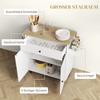 Rolling Kitchen Island with Drop Leaf, Kitchen Storage Cart with Drawer, Spice Rack and Towel Rack, White