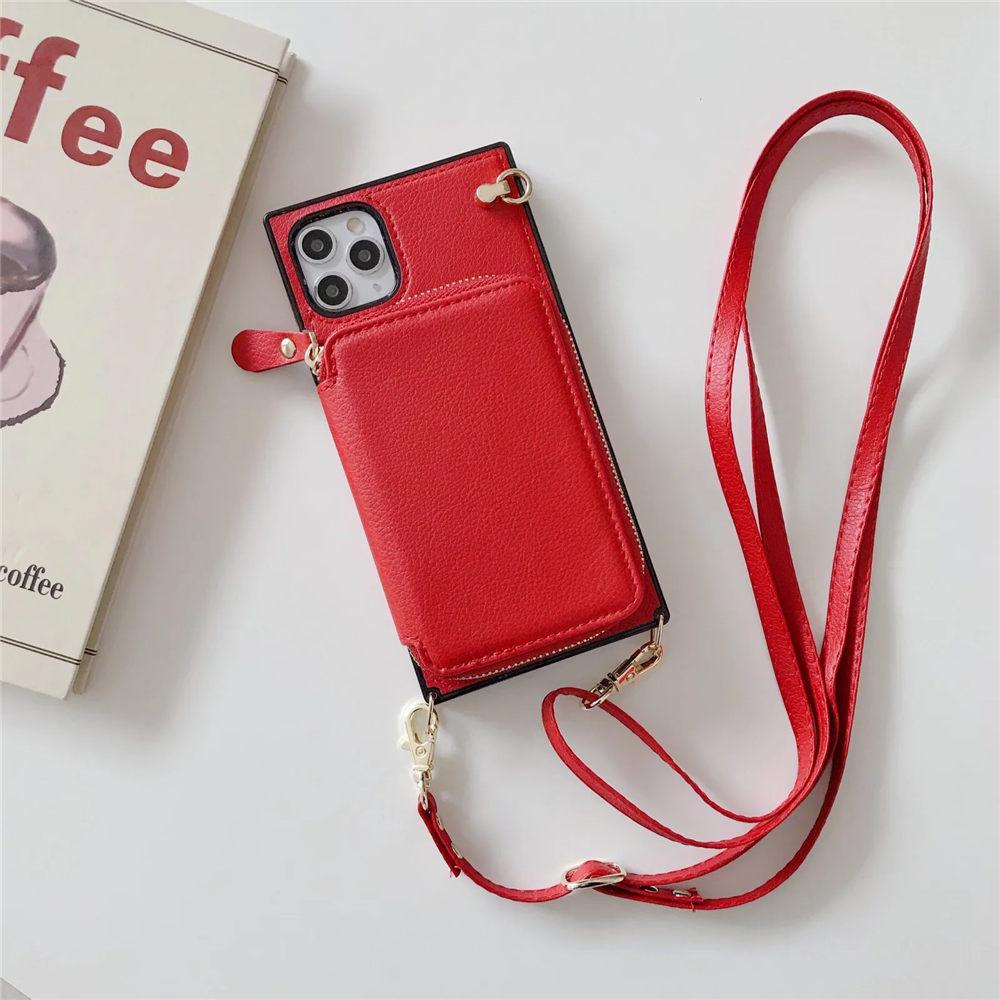 Zipper Wallet Purse Crossbody Leather Case For iPhone 16 15 14 Plus 13 12 11 Pro Max X XS XR 7 8 Plus Long Lanyard Cover