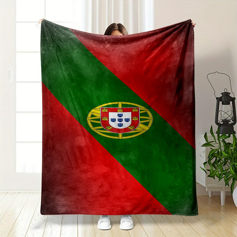Portugal Flag Design Flannel Blanket for Bedroom, Living Room, Sofa, and Nap Sofas.