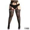 Plus Size Black White Lace Stockings Sexy Transparent Over Knee Thigh High Fishnet Christmas Long Socks With Anti-Slip For Women