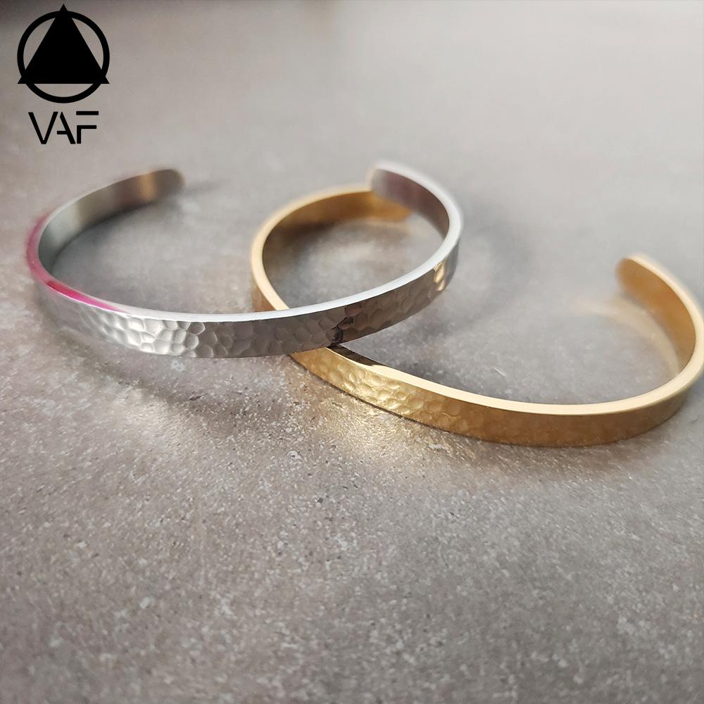 VAF 18cm Adjustable Hammer Bracelet Cuff Width 6mm Stainless Steel Men Women Genderless Schmuck Bijoux Adjustable серебряный
