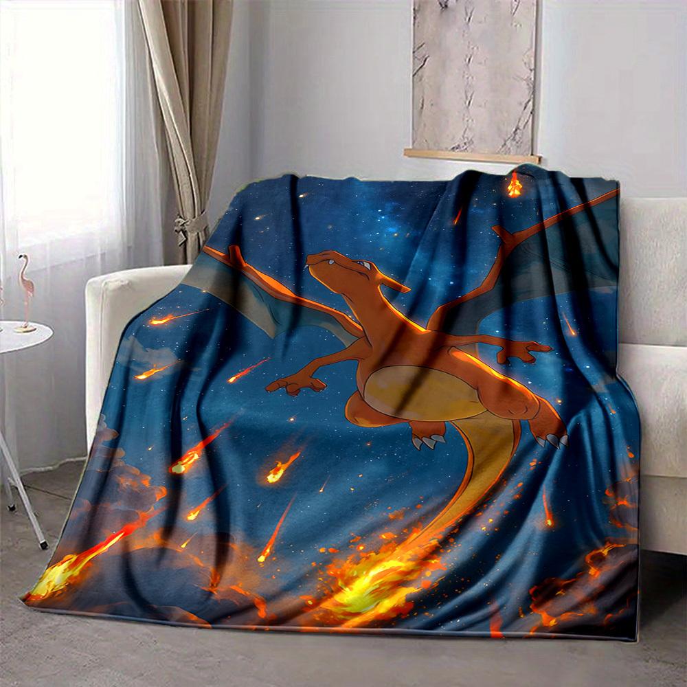 1pc Charizard Blanket Lightweight Flannel Blanket Throw Blanket For Sofa, Bed, Travel, Camping, Livingroom, Office, Couch
