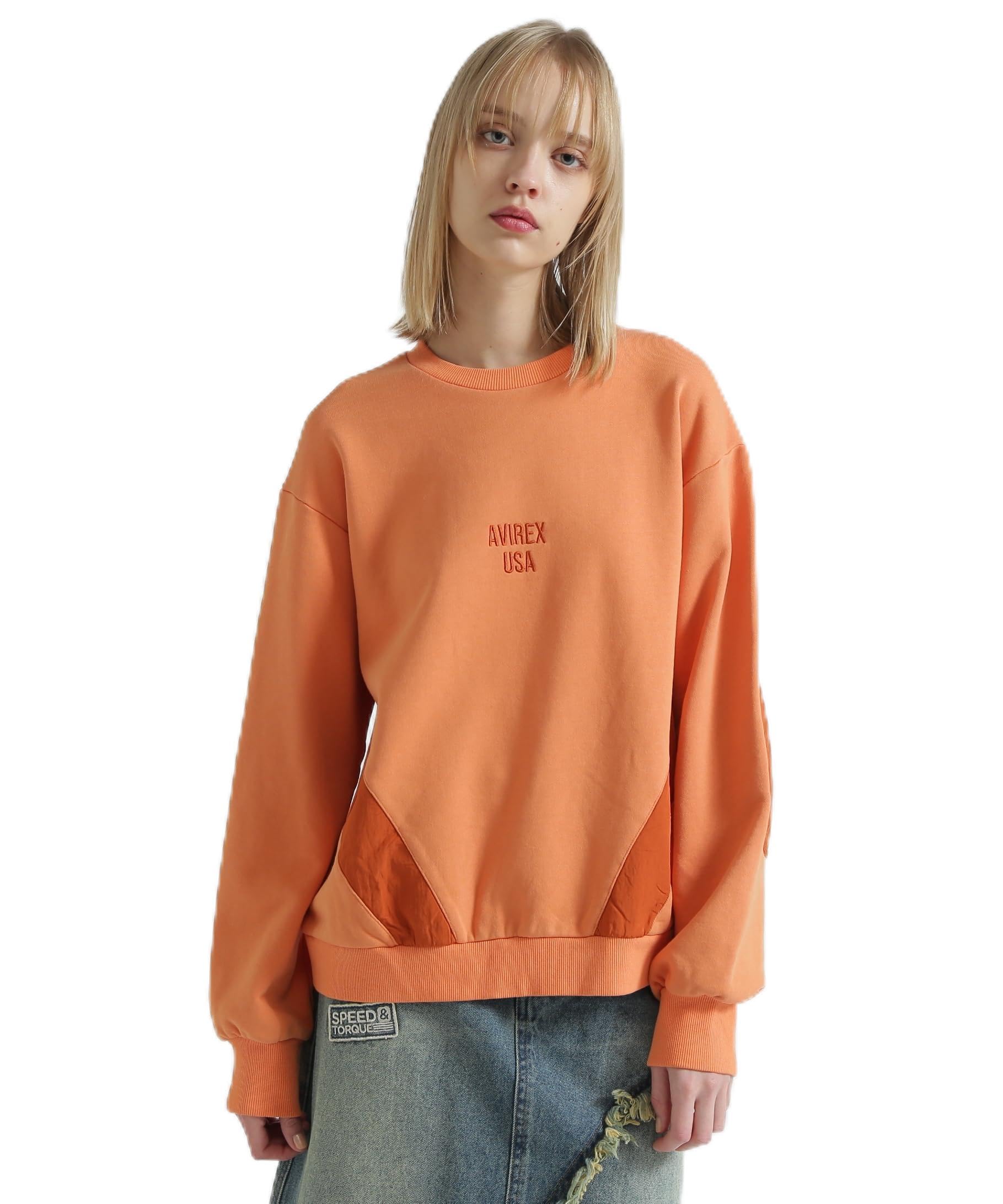 AVIREX COLOR BLOCK MILITARY PULLOVER women s F size 150 orange 783-6130601