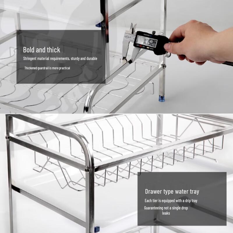 Beying 304 Stainless Steel 2-Tier Countertop Dish Drying Rack