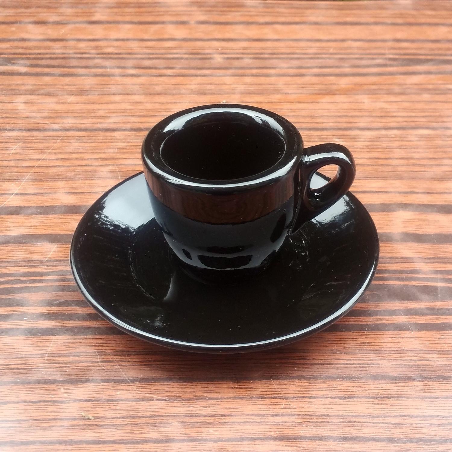 

9mm Thick Ceramic Minimalist Espresso Coffee Cup with Saucer Set Contest Special 55ml Office Milk Tumbler Home Teacup Drinkware 55ml чёрный