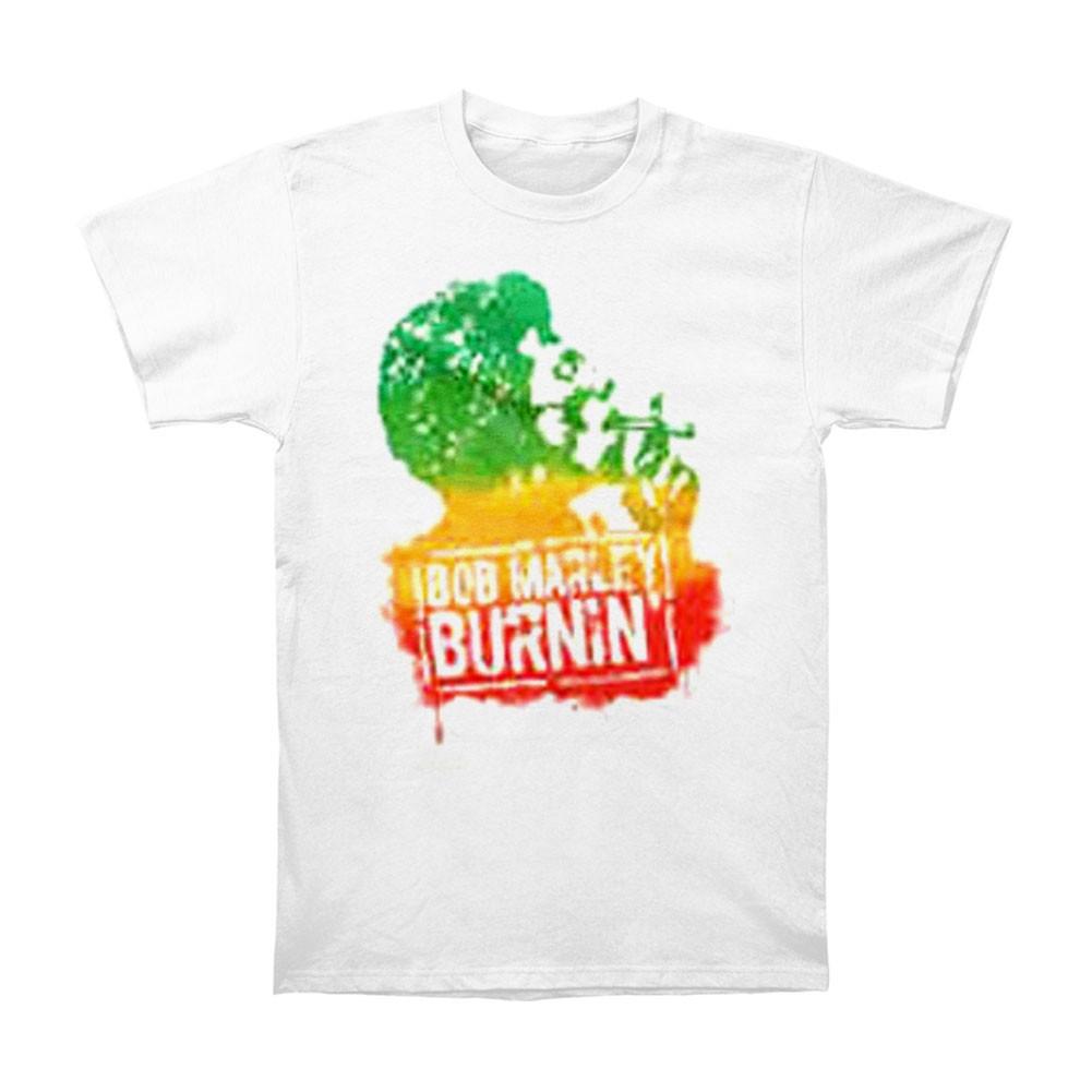 Men s Bob Marley Burnin T-shirt X-Large White 4XL