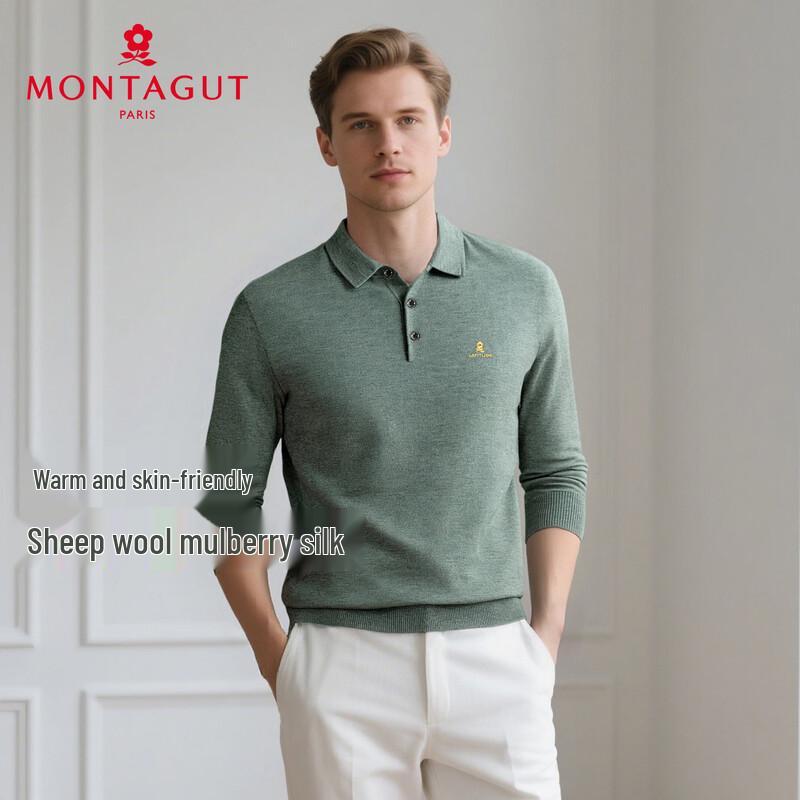 MONTAGUT Men's Merino Wool & Silk Infused Knit Pullover