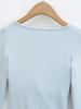 2025 Autumn/Winter Women's Sexy Slim-Fit Long-Sleeve T-Shirt with Built-in Bra and U-Neck