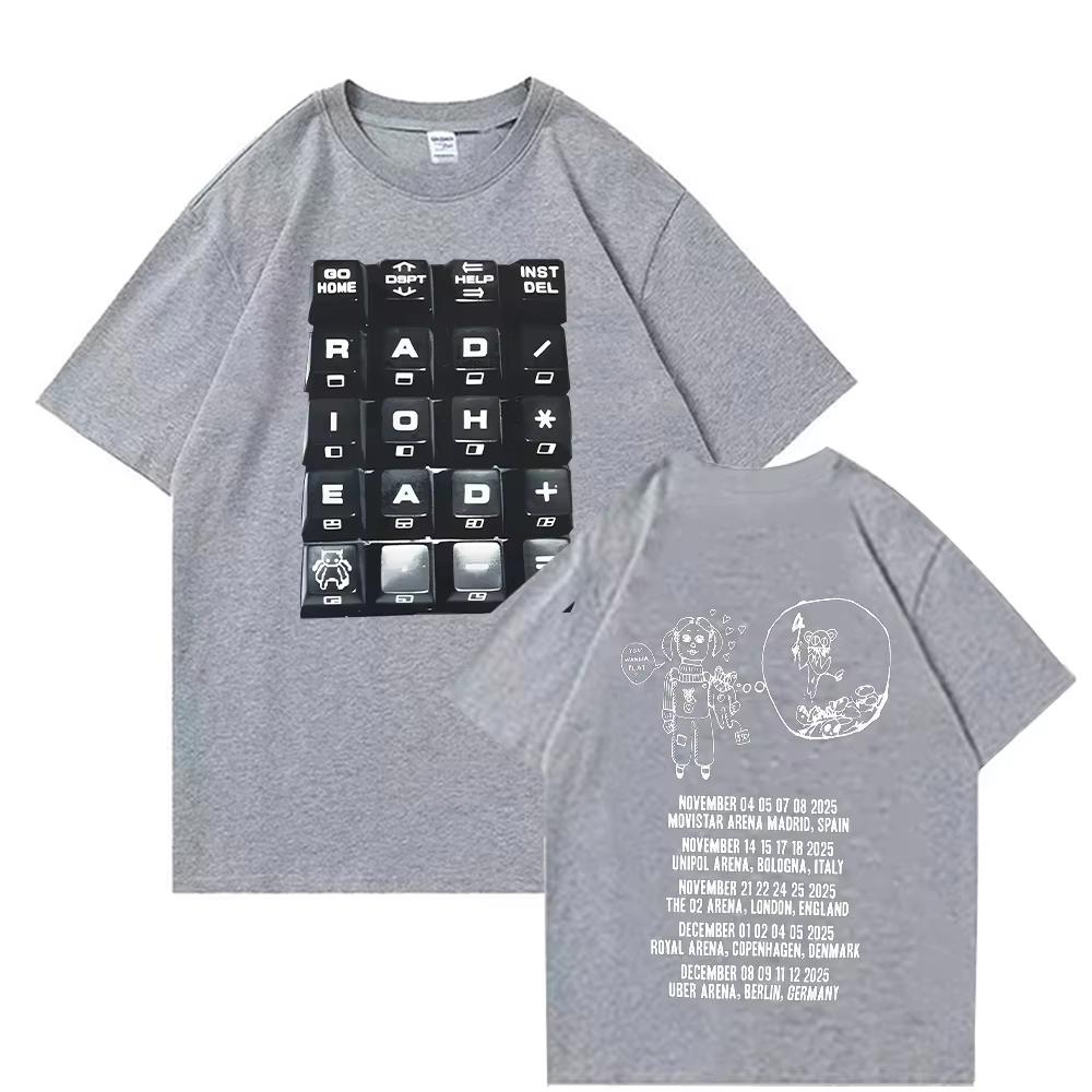 Radiohead 2026 Black Tour T-shirt Fashion Rock Band T Shirt Men Women Oversized Loose Tops Streetwear Summer Short Sleeve Tees