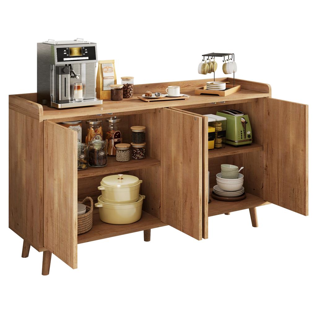 Mobile da cucina, Credenza con 4 ante e ripiani regolabili, Mobile contenitore per sala da pranzo e soggiorno, 140 x 40 x 84 cm