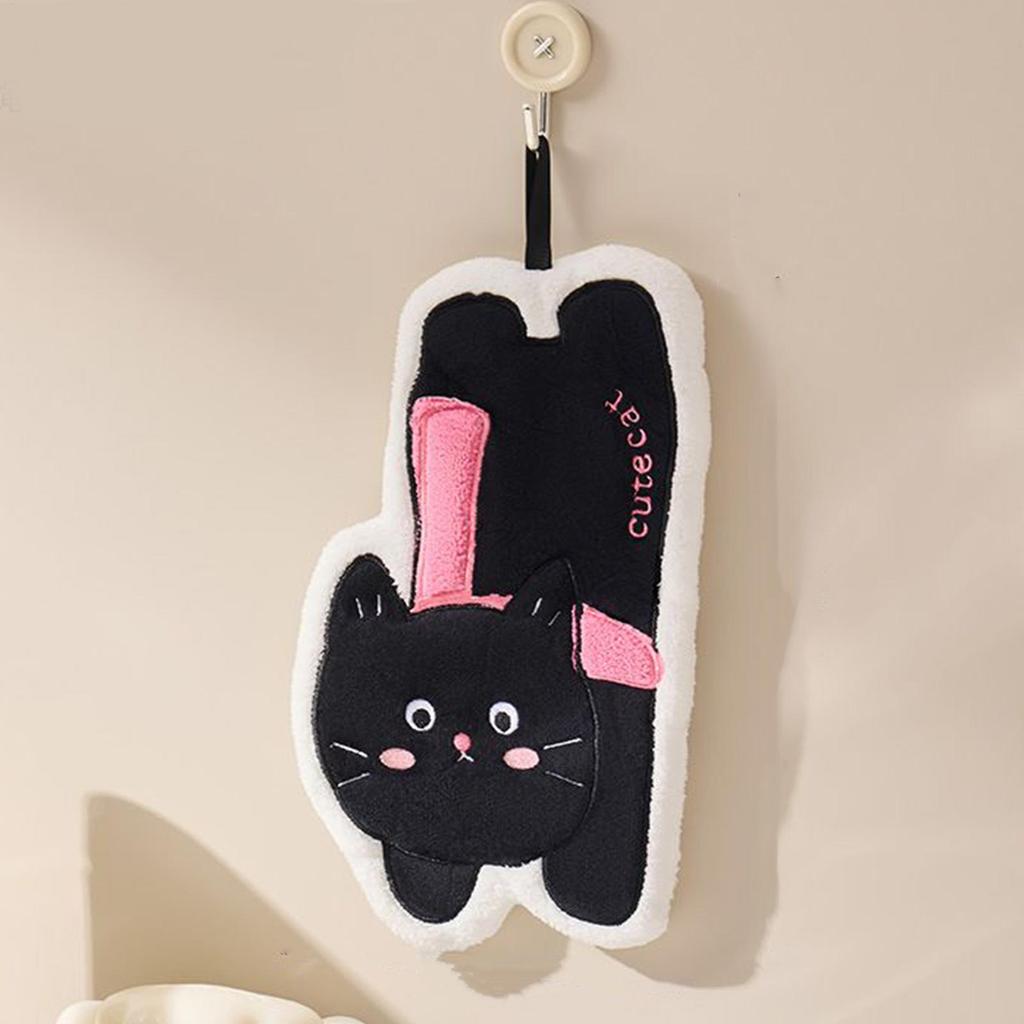 Cute Hand Towel Kitchen Cute Cat Hand Towel Double-Layer Water Absorbing Fabric For Rental House Shower Room Bathroom Hotel Dorm