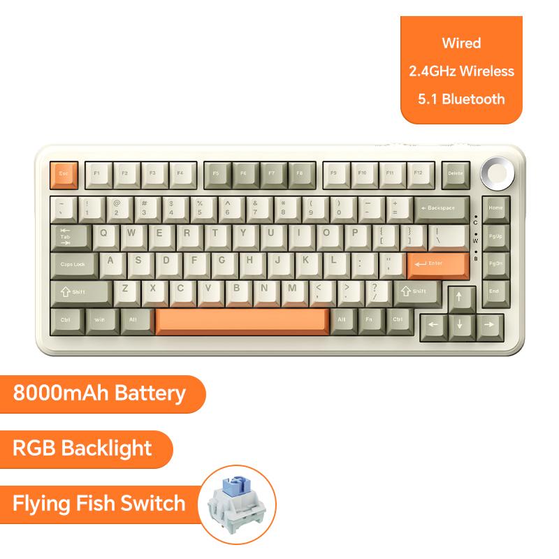 AJAZZ AK820/Pro Wireless Mechanical Keyboard Bluetooth 5.1 2.4G USB-C Wired Swappable RGB Gaming Keyboard Gasket Mount with