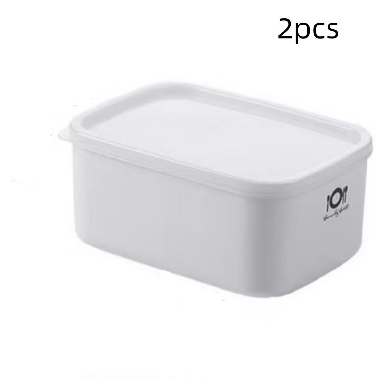 2pcs/White Rectangular Sealed Fresh-Keeping Box Refrigerator Food Storage Box