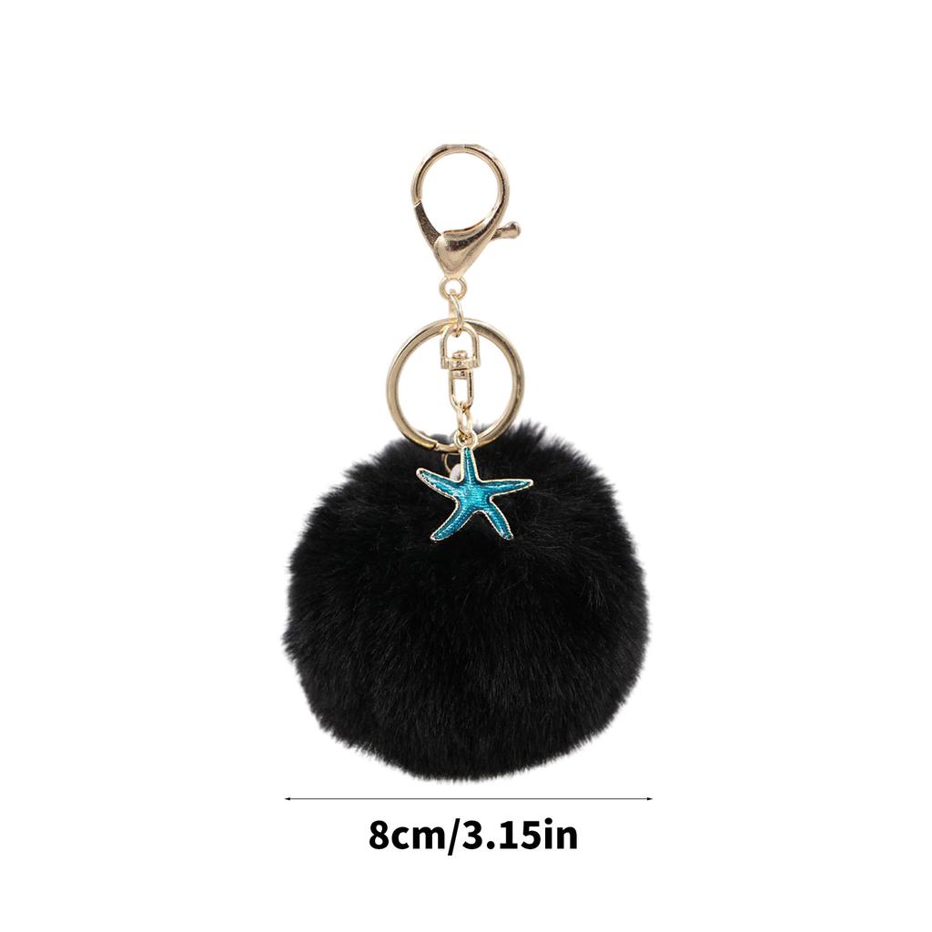 Soft Plush Starfish Keychain Accessory Durable Starfish Furry Sphere Keychain Key Chain Accessory for Fashion Lovers